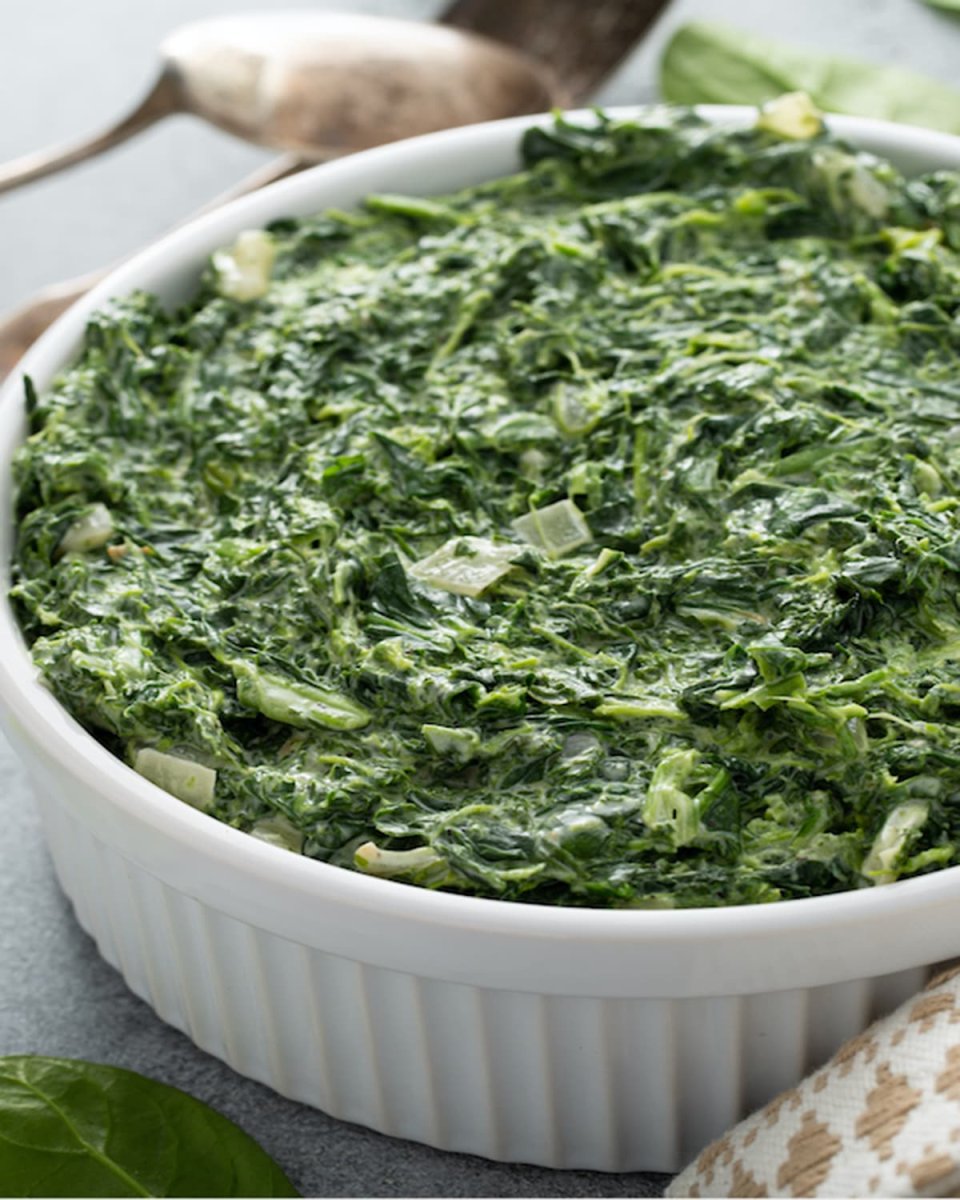 Spinach Madeleine with Smoked Gouda Cheese, Serves 4-6